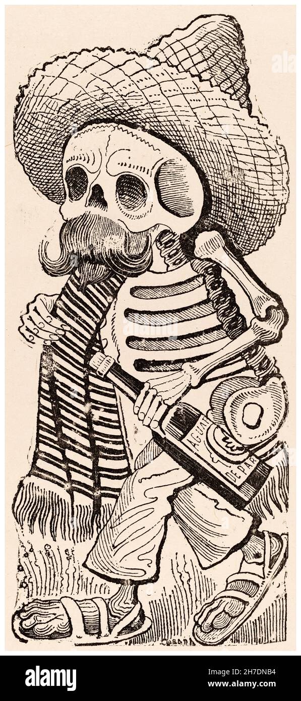 Calavera Maderista (cranio Madera), stampa litografica di José Guadalupe Posada, prima del 1913 Foto Stock