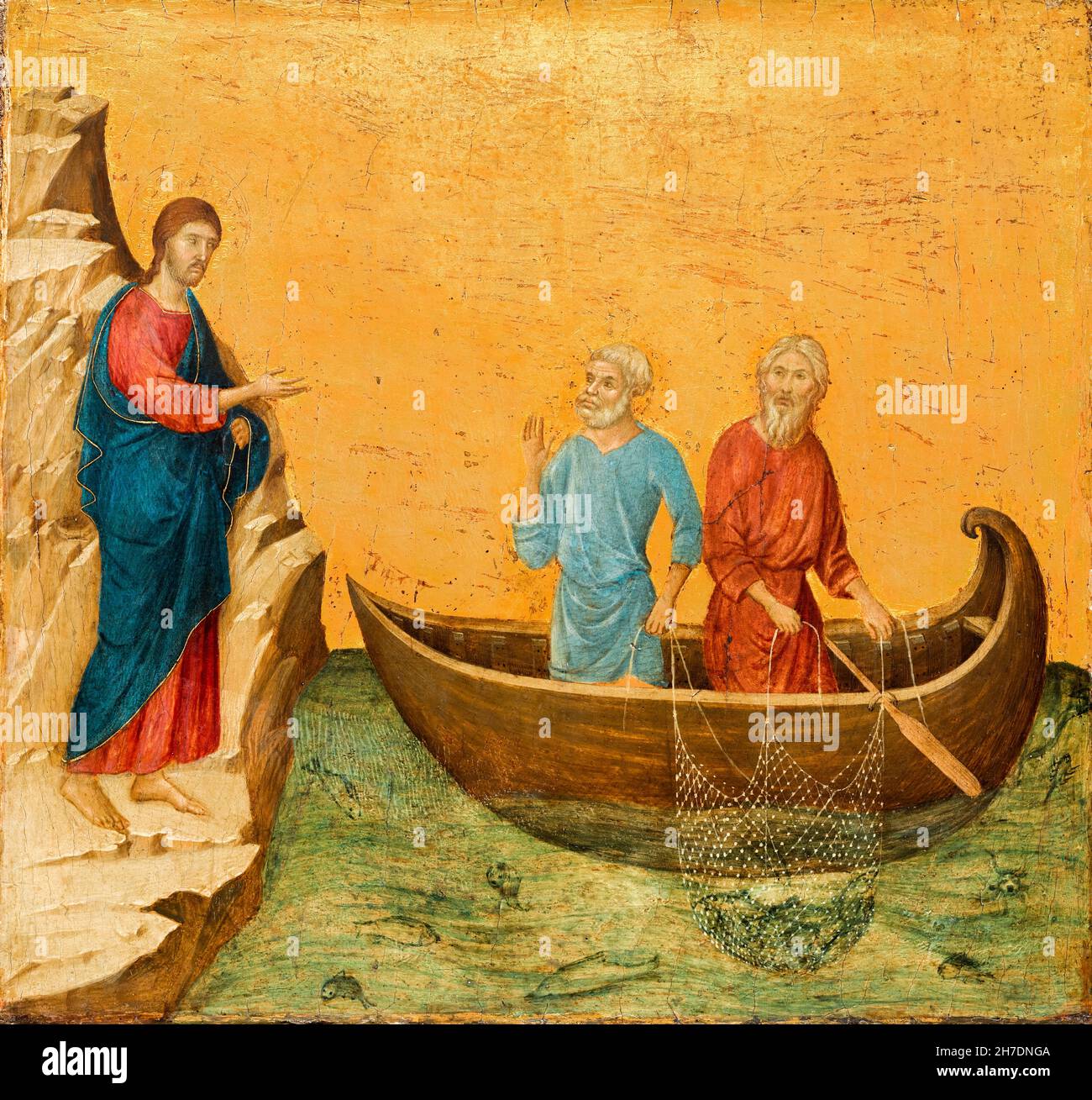 La chiamata degli Apostoli Pietro e Andrea, dipinto di Duccio di Buoninsegna, 1308-1311 Foto Stock