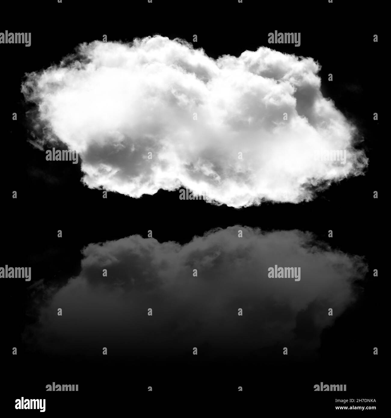 Forma realistica del cloud con riflessione isolata su sfondo nero, illustrazione del rendering 3D, elementi di progettazione Foto Stock