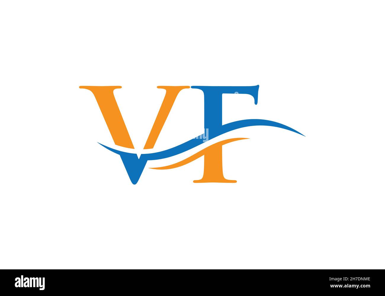 Vettore con logo Water Wave VF. Swoosh Letter VF Logo Design per l'identità aziendale e aziendale Illustrazione Vettoriale