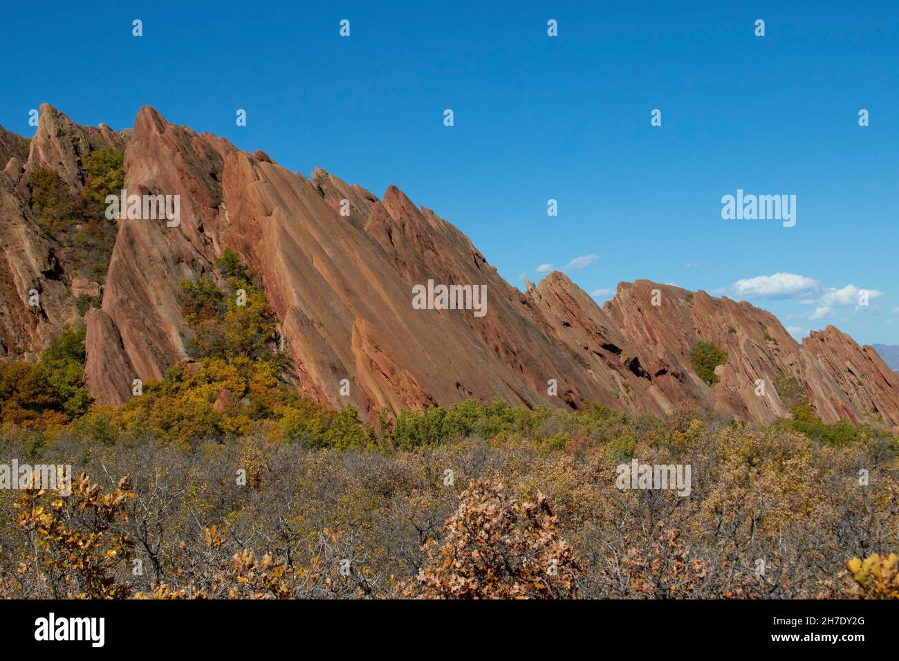 Formazioni rocciose uniche al Roxborough state Park nella contea di Douglas, Colorado Foto Stock