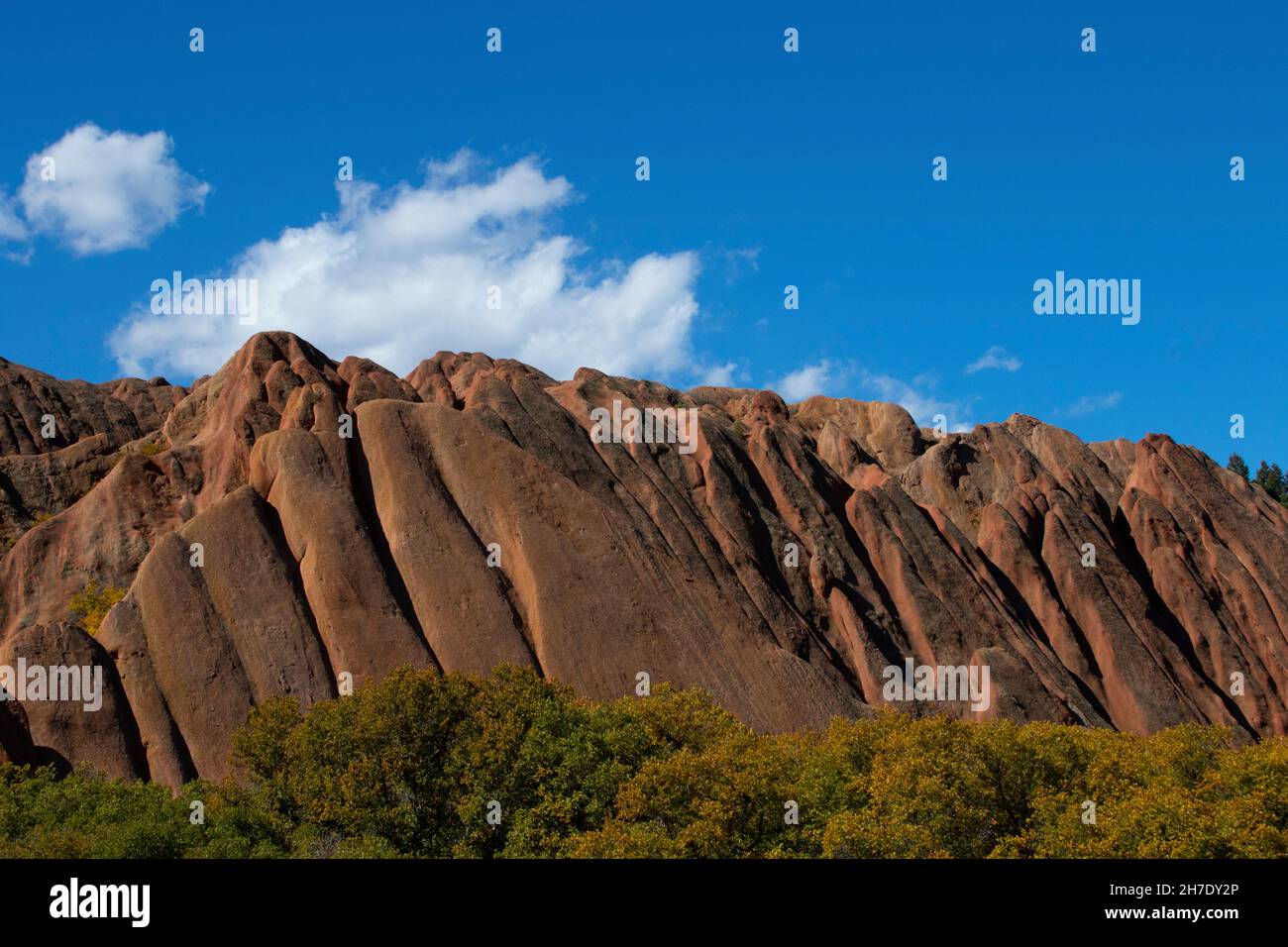 Formazioni rocciose geologiche presso il Roxborough state Park nella contea di Douglas, Colorado. Foto Stock