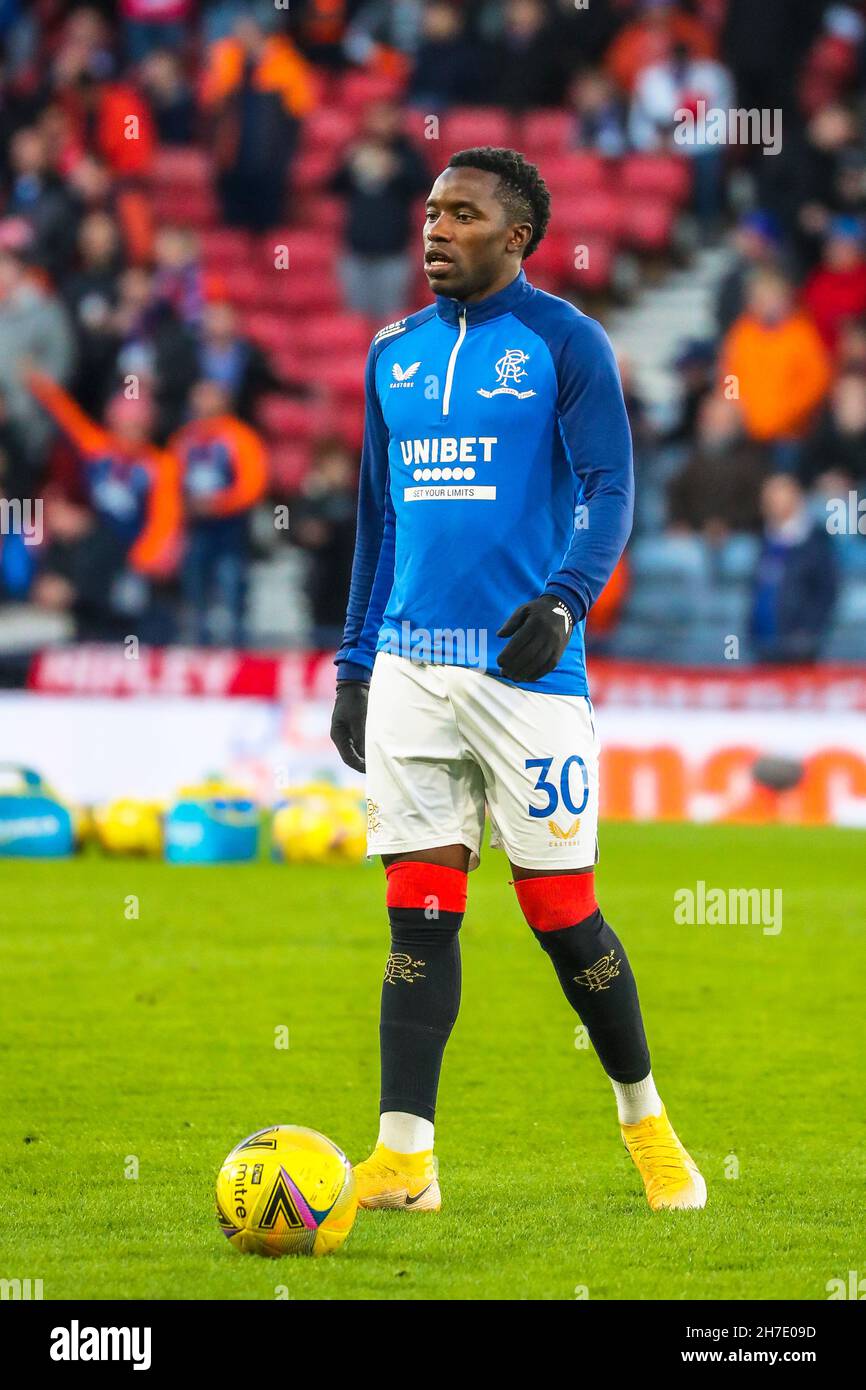 FASHION SAKALA, calciatore professionista, gioca per Rangers FC, Glasgow, Scozia, Regno Unito Foto Stock