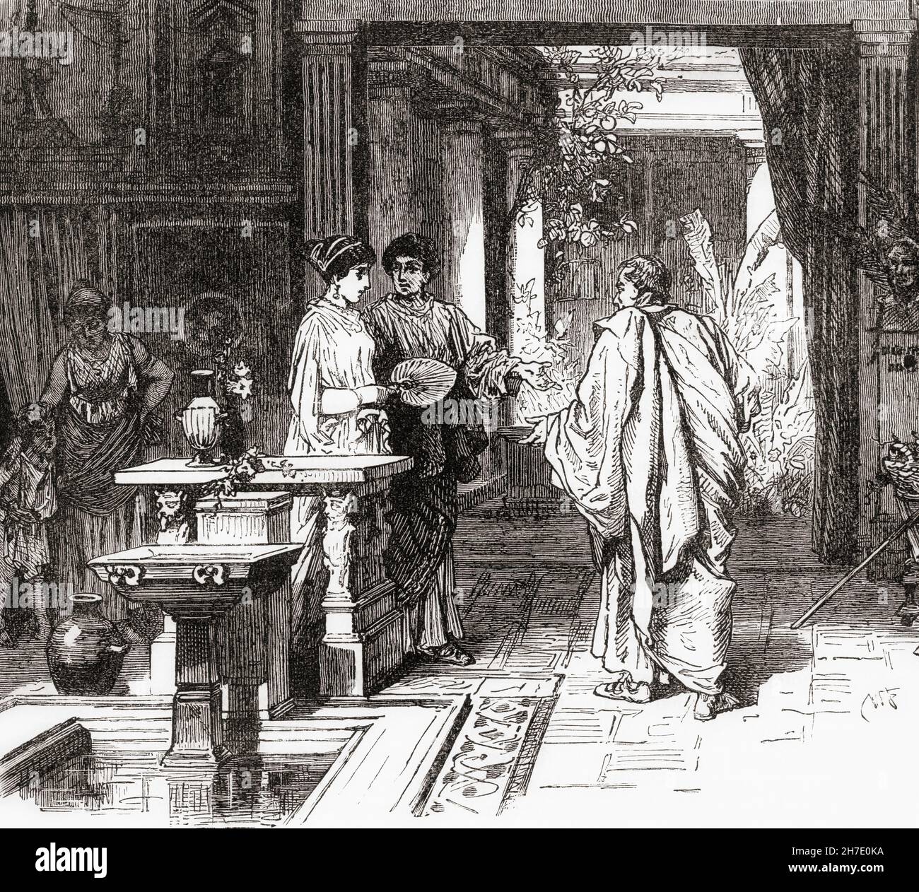 Interno di una casa nell'antica Roma. Dalla storia universale illustrata di Cassell, pubblicata nel 1883. Foto Stock