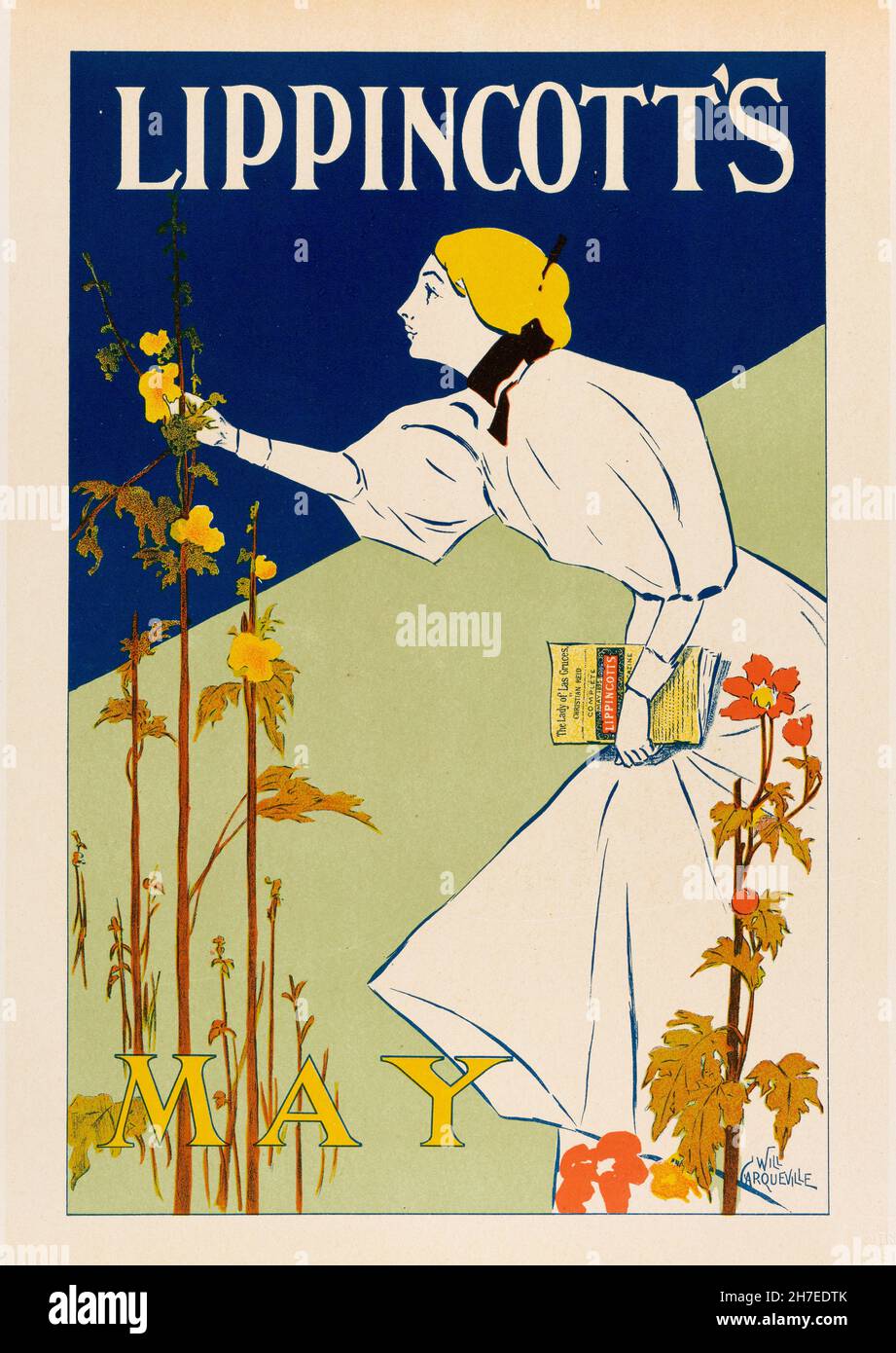 Poster pubblicitario il numero di maggio della rivista Lippincott, 1890 Foto Stock
