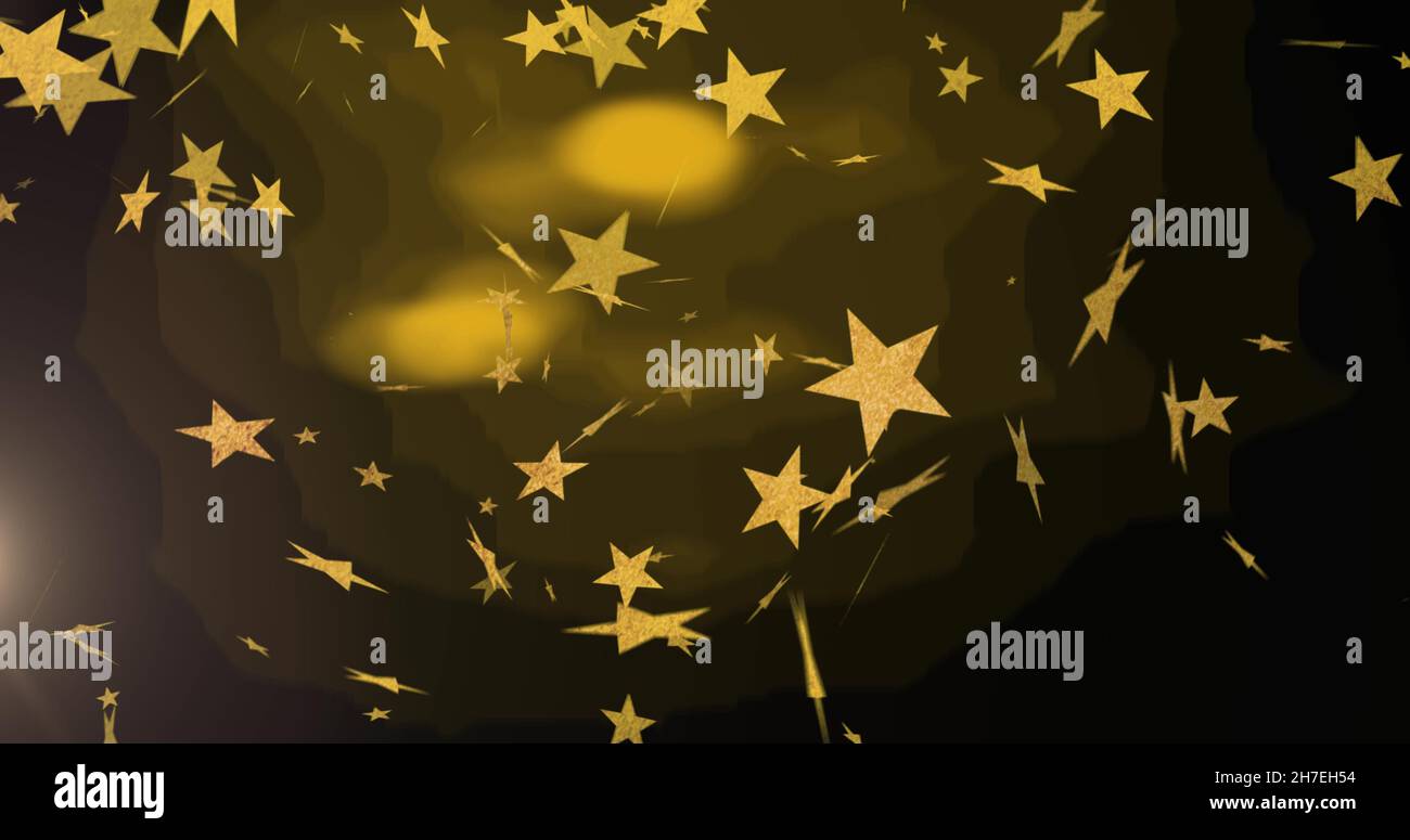 Immagine di punti luminosi e stelle su sfondo nero Foto Stock