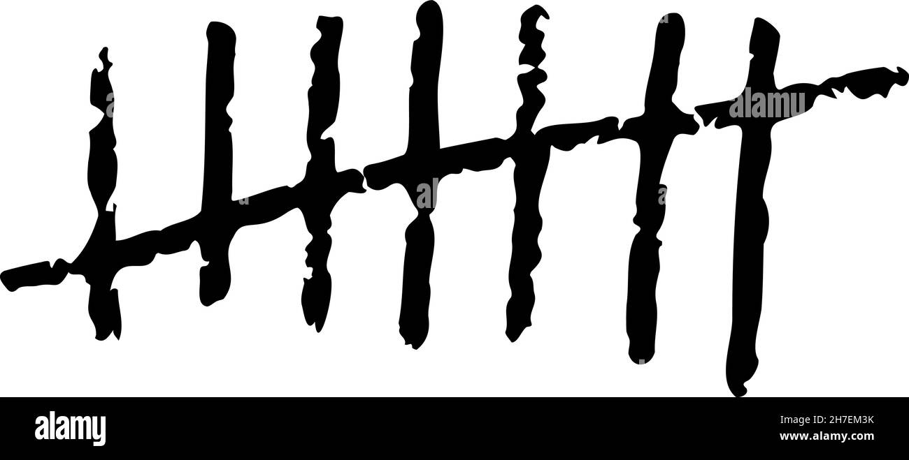 Contrassegno di conteggio su sfondo bianco o linea di hash sul muro della prigione Illustrazione Vettoriale