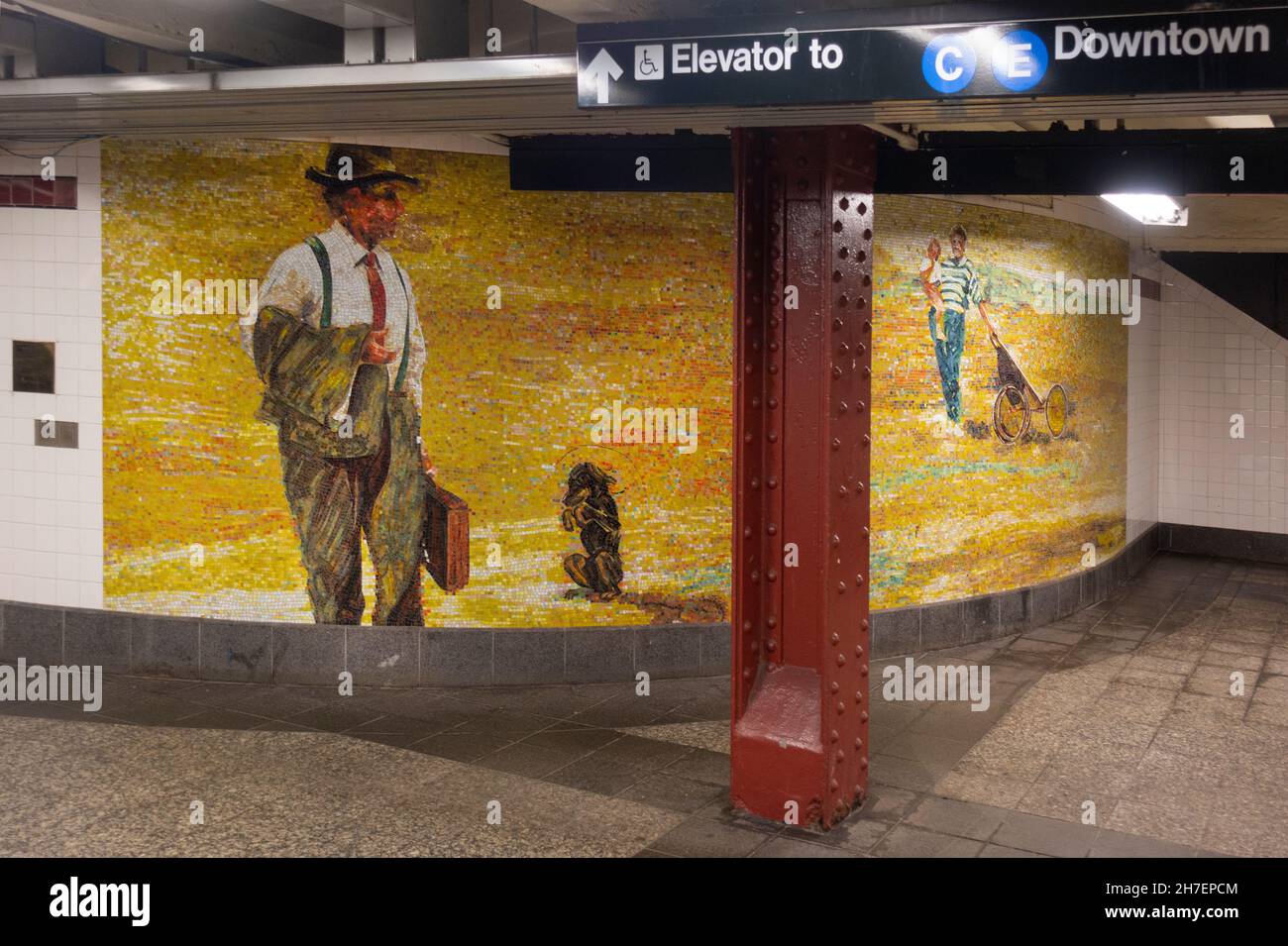 Opere d'arte della metropolitana in 42nd Street station Manhattan NYC Foto Stock