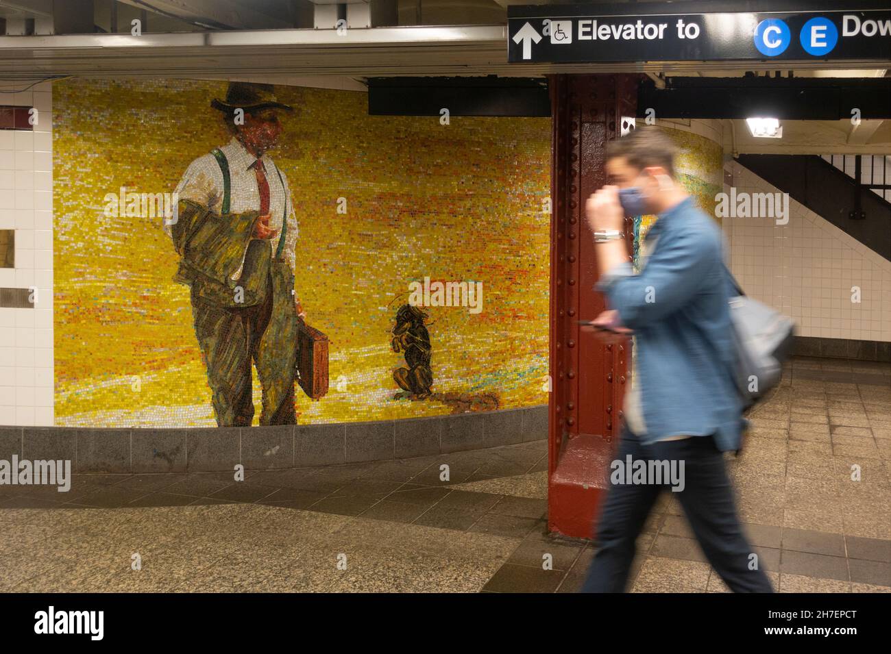 Opere d'arte della metropolitana in 42nd Street station Manhattan NYC Foto Stock