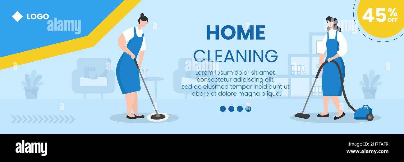Copertina del servizio di pulizia della casa editabile di sfondo quadrato adatto per Social media, Feed, Card, saluti, Stampa e Web Internet Ads Illustrazione Vettoriale