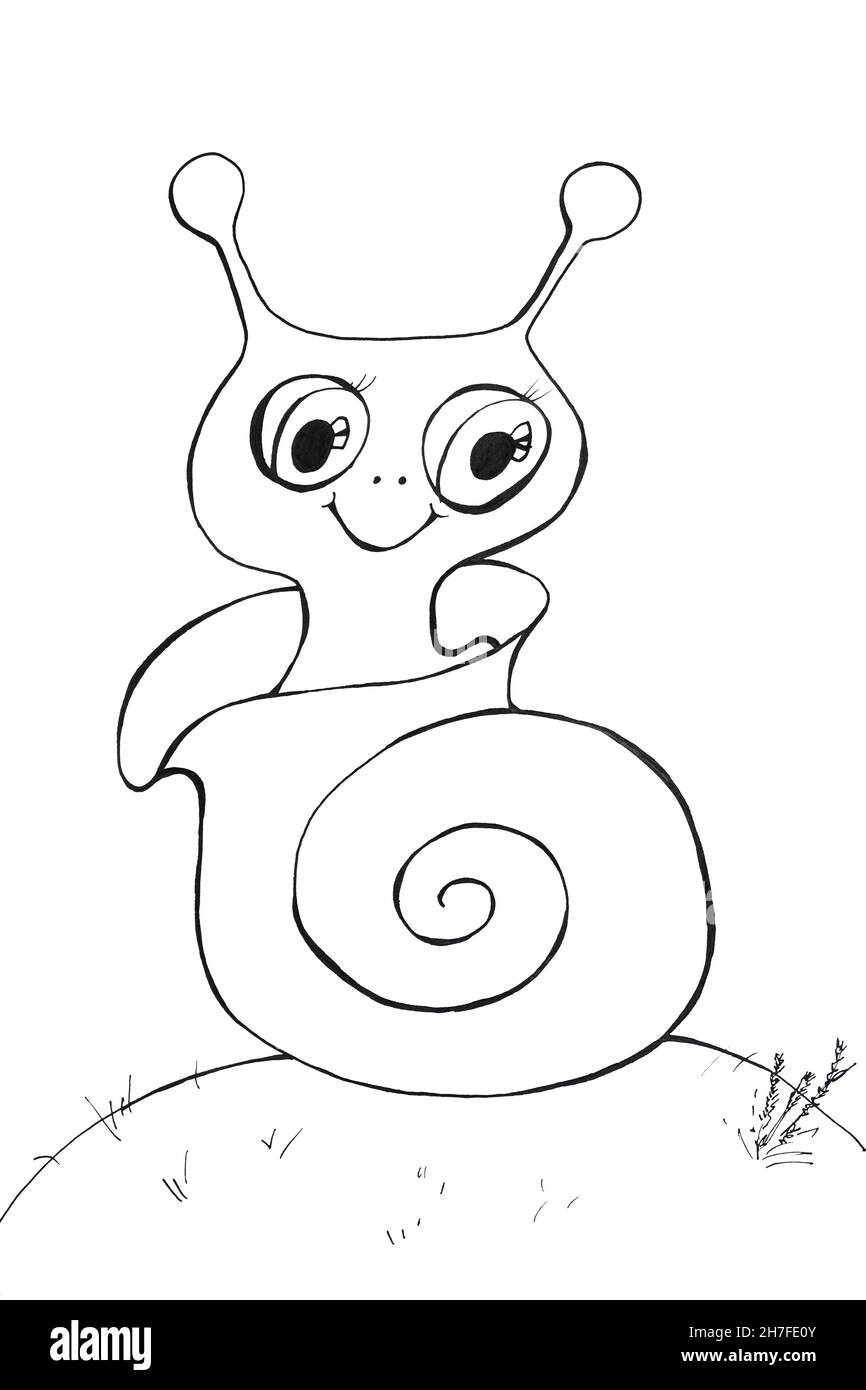 Profilo cartoon lumaca per colorazione isolata su sfondo bianco Foto Stock Profilo cartoon lumaca per colorazione isolata su sfondo bianco Foto Stock