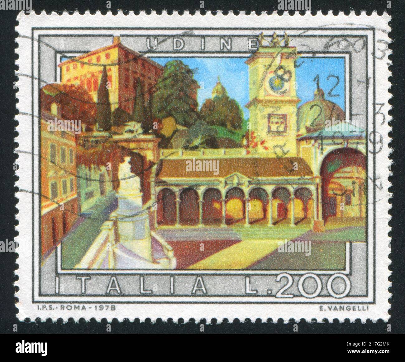 ITALIA - CIRCA 1978: Timbro stampato dall'Italia, mostra Udine, circa 1978 Foto Stock