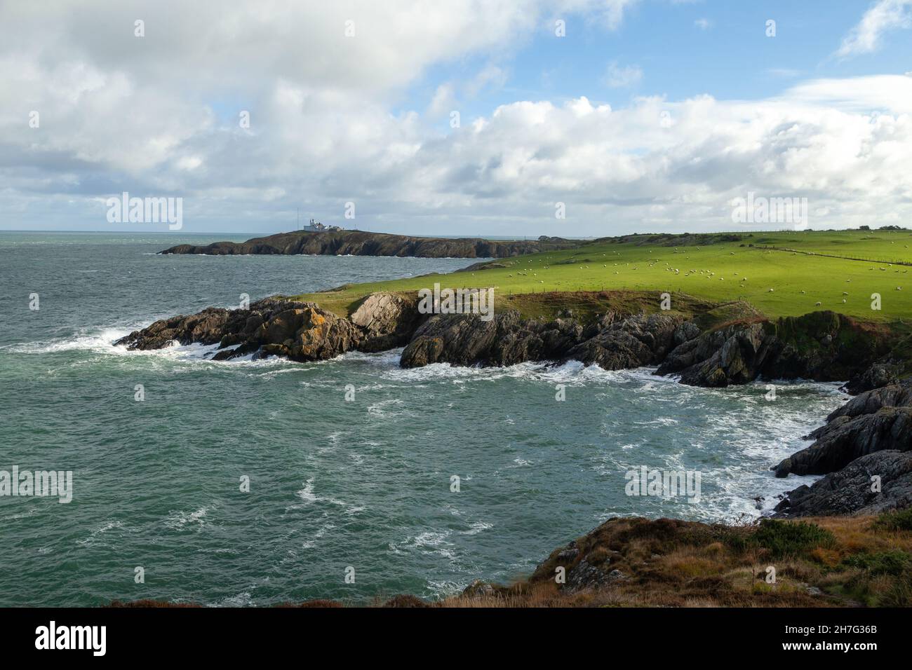 Punta Lynas da Anglesey Coastal Path, Galles Foto Stock