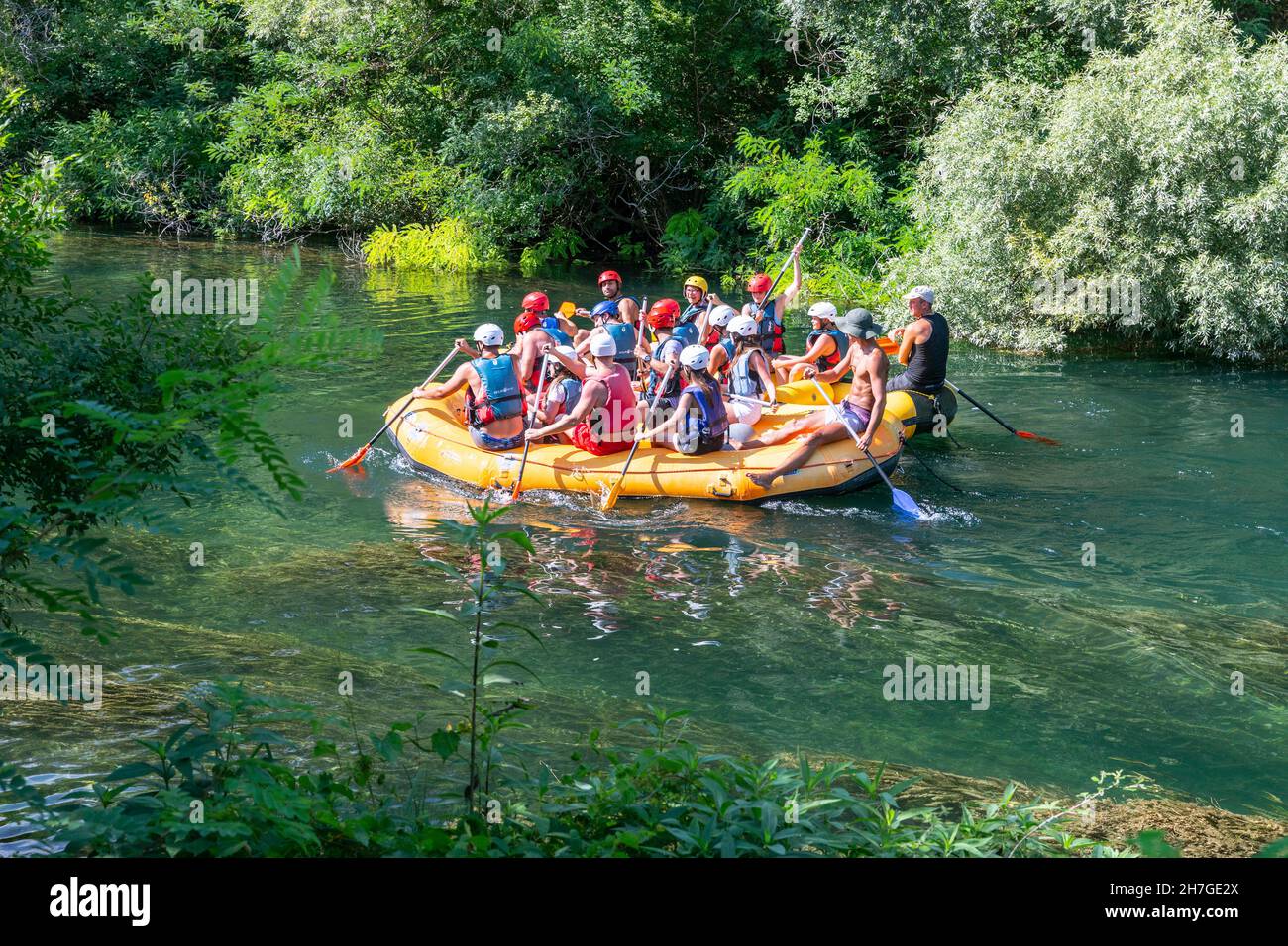 Rafting sul fiume Cetina Foto Stock