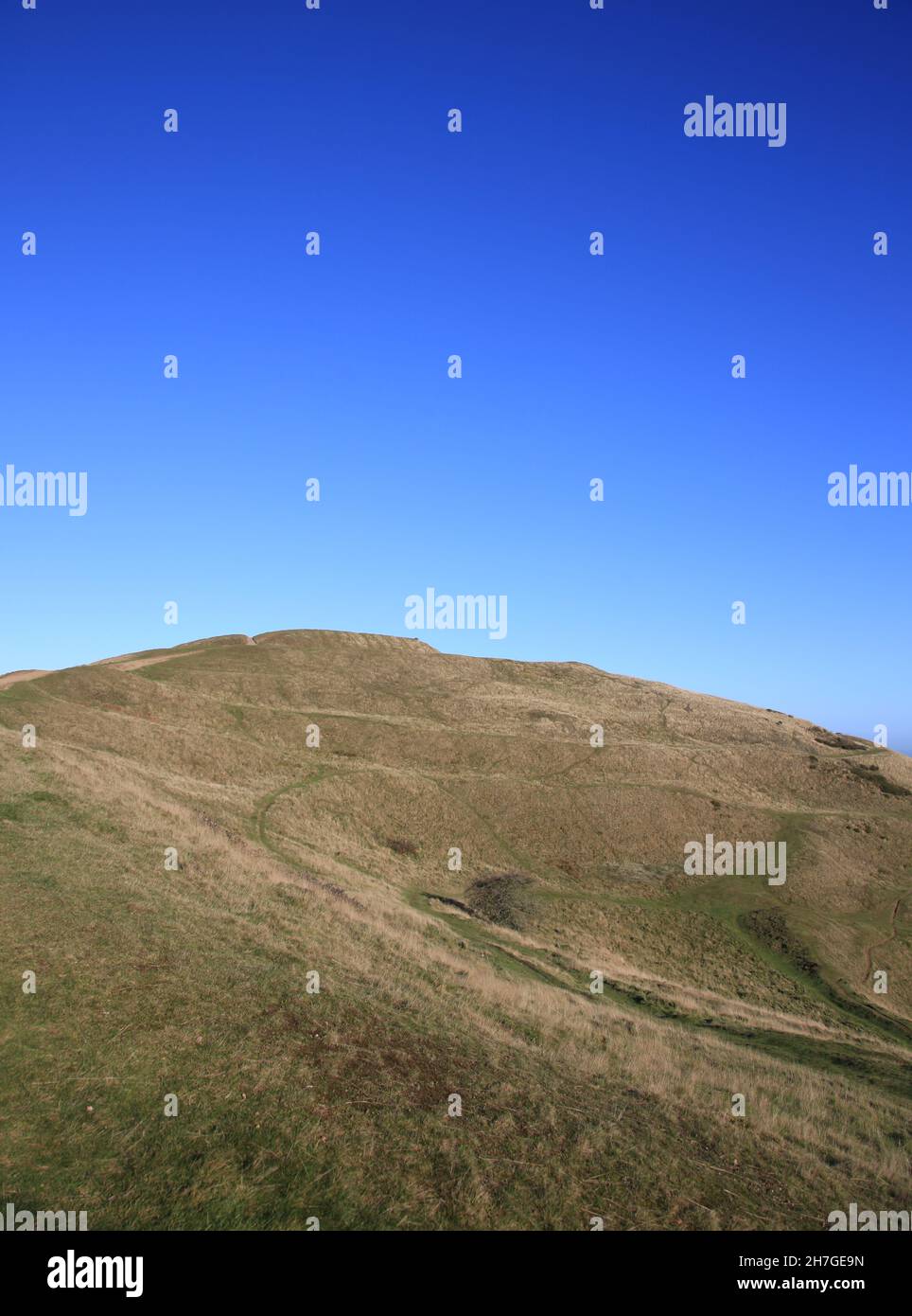 Campo britannico a Herefordshire beacon, Malvern Hills, Worcestershire, Inghilterra, Regno Unito. Foto Stock
