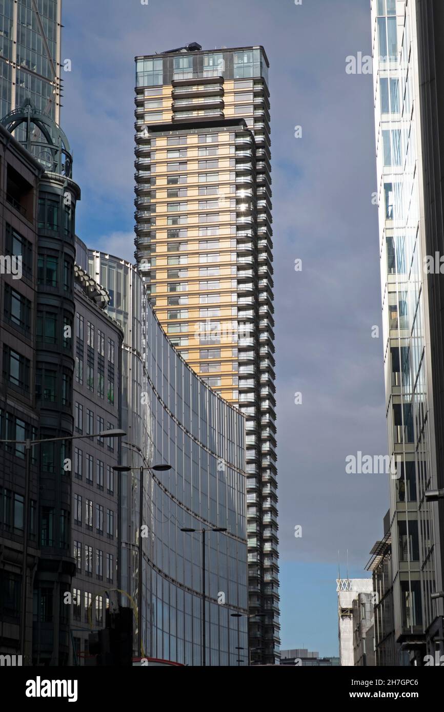 Torre principale alto edificio residenziale torre sulla strada di culto Norton Folgate Shoreditch a Londra Est EC2 Regno Unito KATHY DEWITT Foto Stock