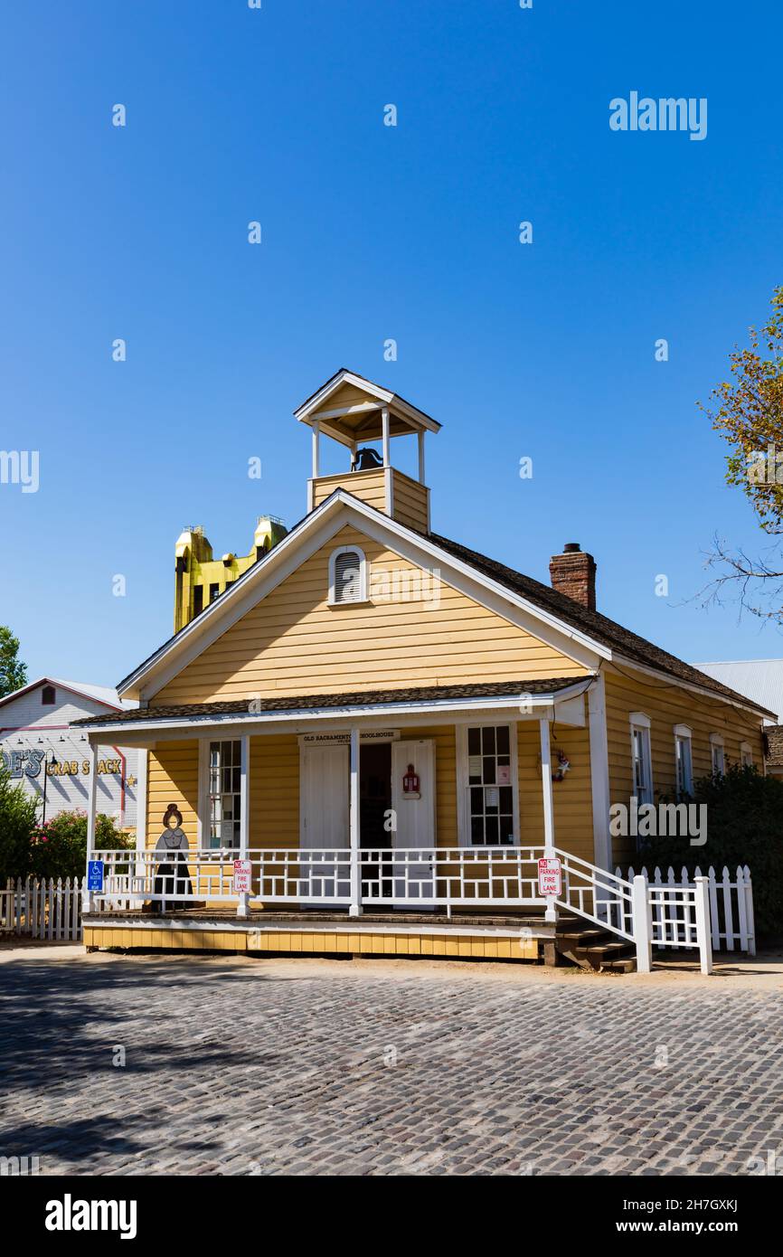 Il vecchio museo Schoolhouse, Città Vecchia, Sacramento, la capitale dello Stato della California, Stati Uniti d'America. Foto Stock
