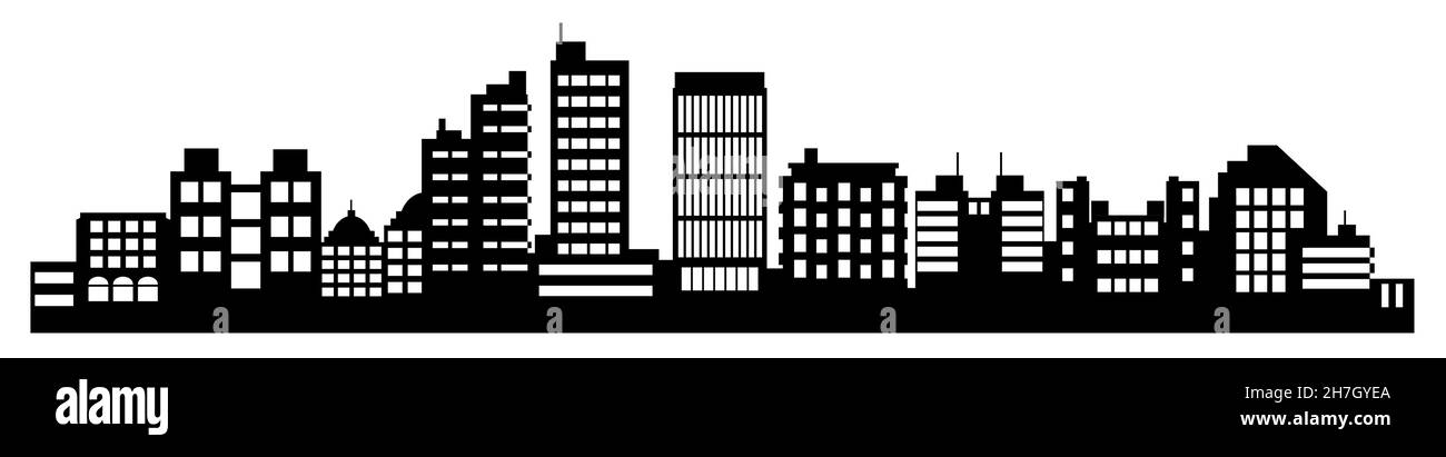 Silhouette di città skyline paesaggio città sfondo paesaggio Illustrazione Vettoriale