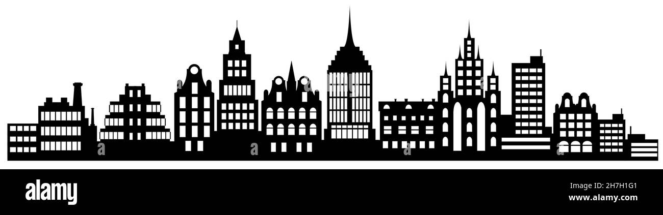 Silhouette di città skyline paesaggio città sfondo paesaggio Illustrazione Vettoriale