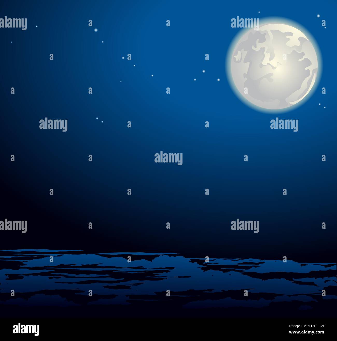 Luna notturna sullo sfondo del cielo paesaggio naturale Illustrazione Vettoriale