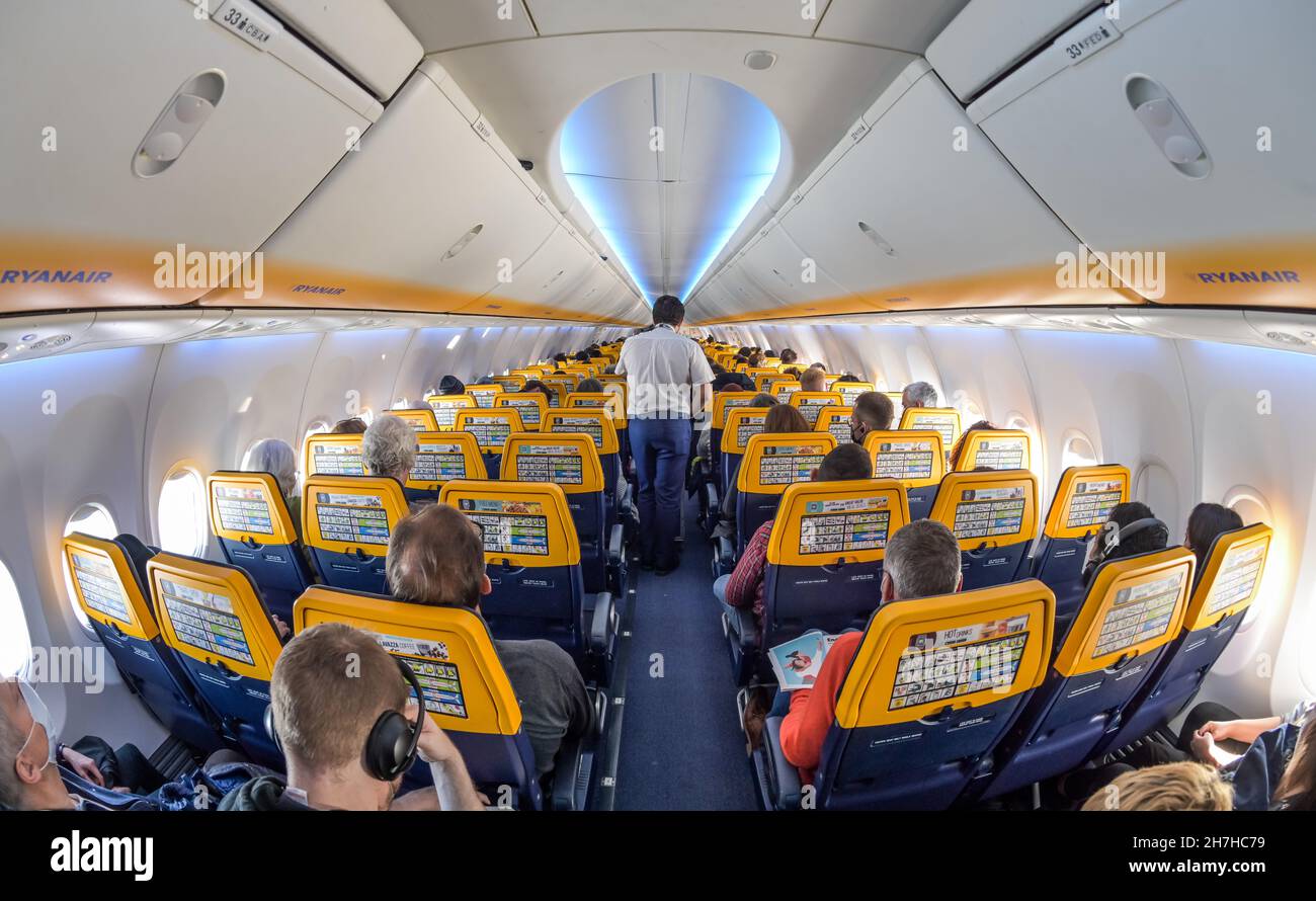 Ryanair Flugzeug interno Foto Stock