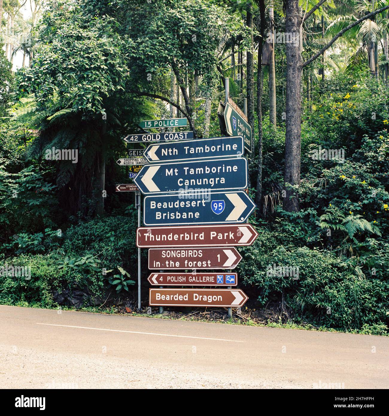 Segnaletica Tamborine Mountain , Queensland, Australia. Foto Stock