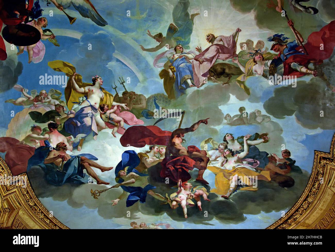 Affresco del soffitto dell'Armeria reale di Torino - Armeria reale Torino Palazzo reale - Palazzo reale di Torino, Italia Foto Stock
