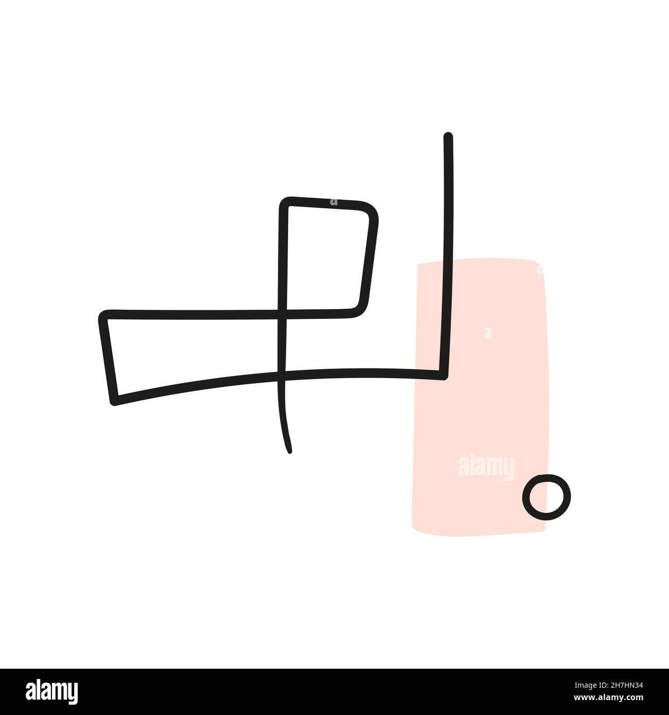 Illustrazione vettoriale di un volto in stile arte lineare su uno sfondo di forme astratte. Illustrazione Vettoriale