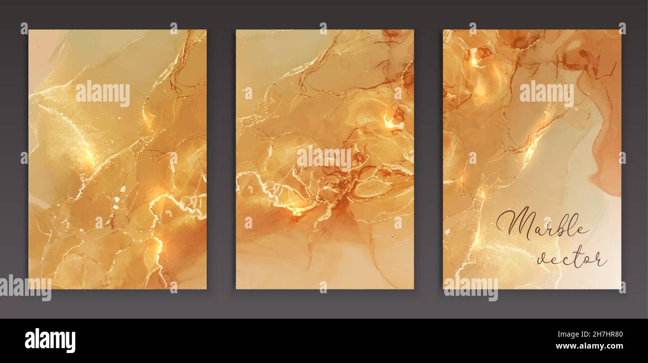 Texture moderna in marmo. Schizzi di inchiostro con alcol. Design elegante con poster color pastello. Art. Flusso liquido Illustrazione Vettoriale