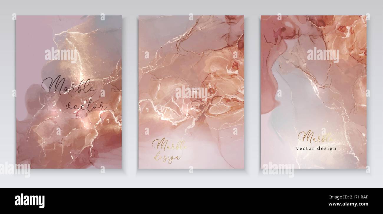 Texture moderna in marmo. Schizzi di inchiostro con alcol. Design elegante con poster color pastello. Art. Flusso liquido Illustrazione Vettoriale