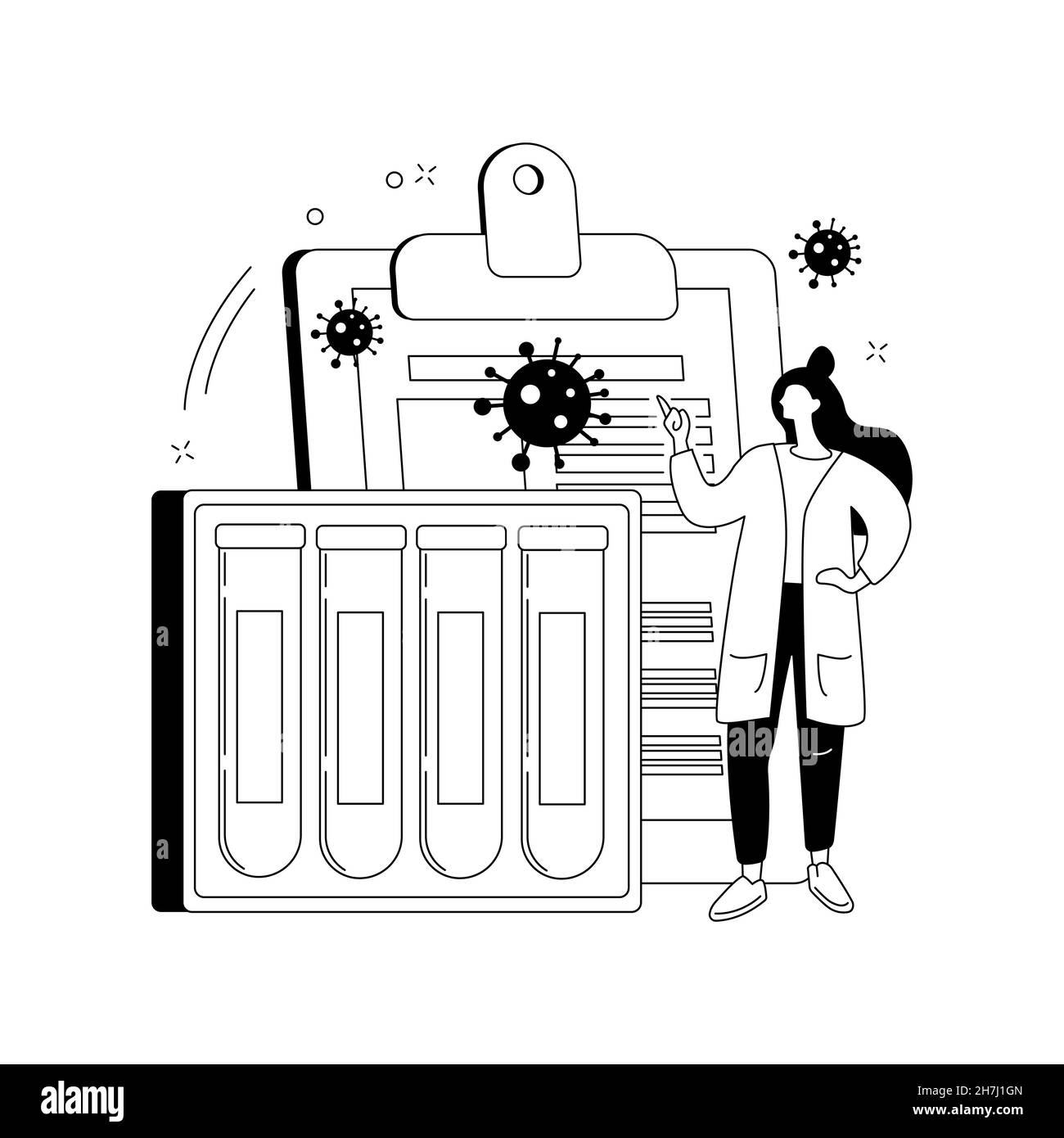 Illustrazione vettoriale del concetto astratto del kit di test del coronavirus. Illustrazione Vettoriale