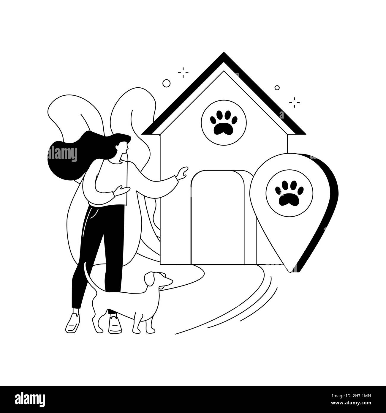 Cani friendly luogo astratto concetto di illustrazione vettoriale. Illustrazione Vettoriale