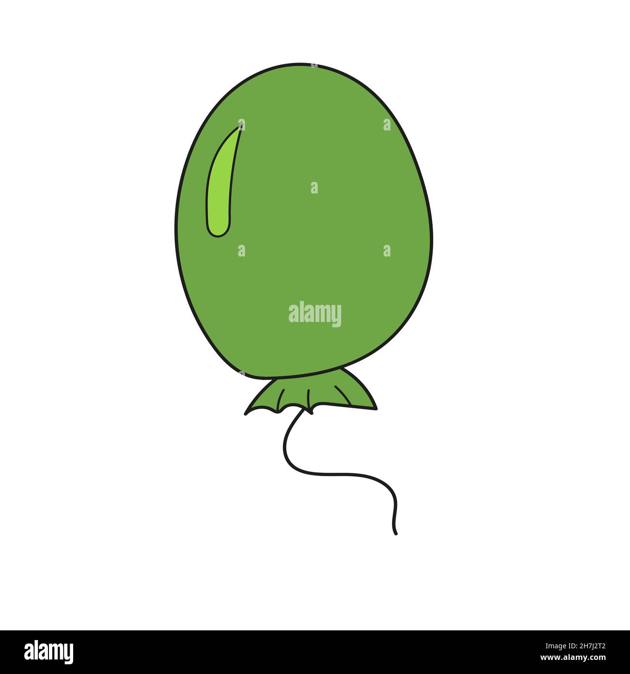 Semplice icona cartoon. Disegno bollatura verde. Disegno vettoriale a mano su bianco Illustrazione Vettoriale