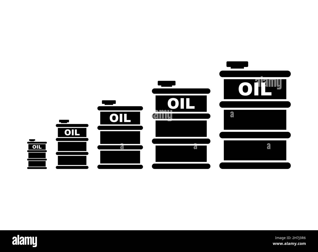 Grafico dell'aumento del prezzo del petrolio. Un cilindro di olio in espansione. Concetto di rivista aziendale Illustrazione Vettoriale