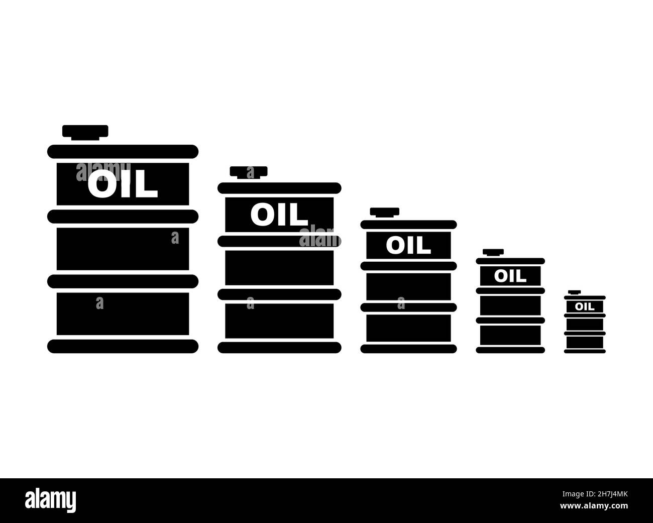 Grafico del calo dei prezzi del petrolio. Un cilindro di olio in espansione. Concetto di rivista aziendale Illustrazione Vettoriale