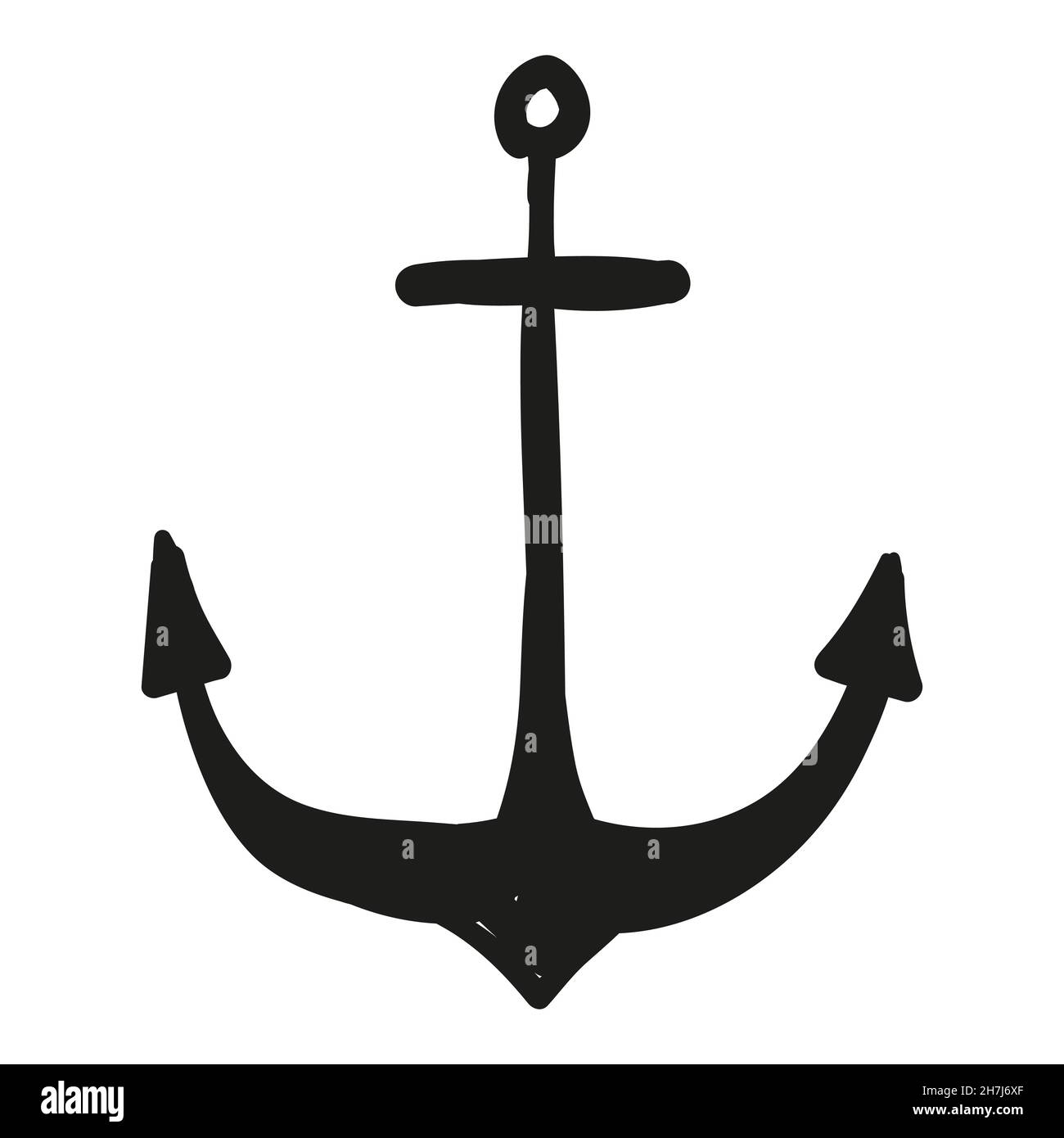Icona Anchor disegnata a mano in stile doodle isolato. Illustrazione Vettoriale