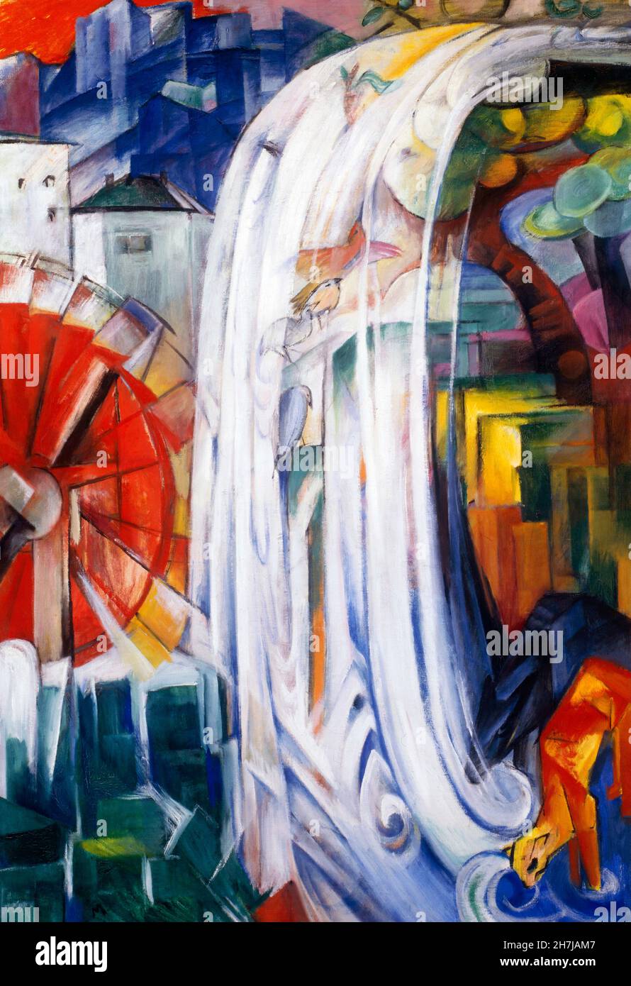 Franz Marc. Dipinto dal titolo 'il Molino cucito', olio su tela, 1913. Franz Moritz Wilhelm Marc (1880-1916) è stato un personaggio di spicco del movimento espressionista tedesco Foto Stock