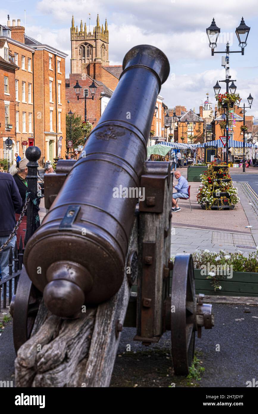 il canone russo in Castle Square, Ludlow, Shropshire, Inghilterra, Regno Unito Foto Stock