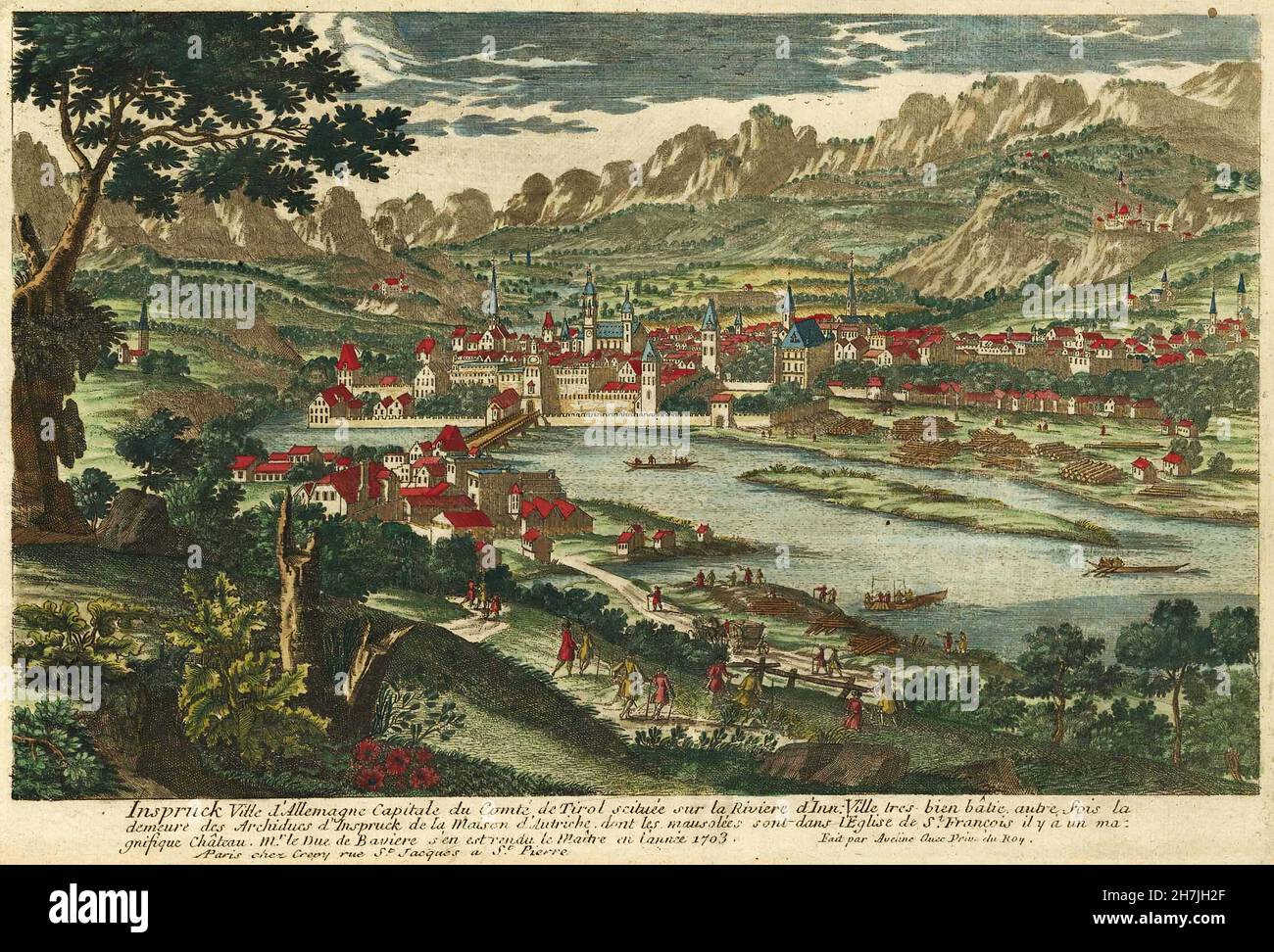 Antoine Aveline (1691-1743) - Gesamtansicht ('Inspruck Ville d'Allemagne capitale du ComtÃ de Tirol .') Foto Stock