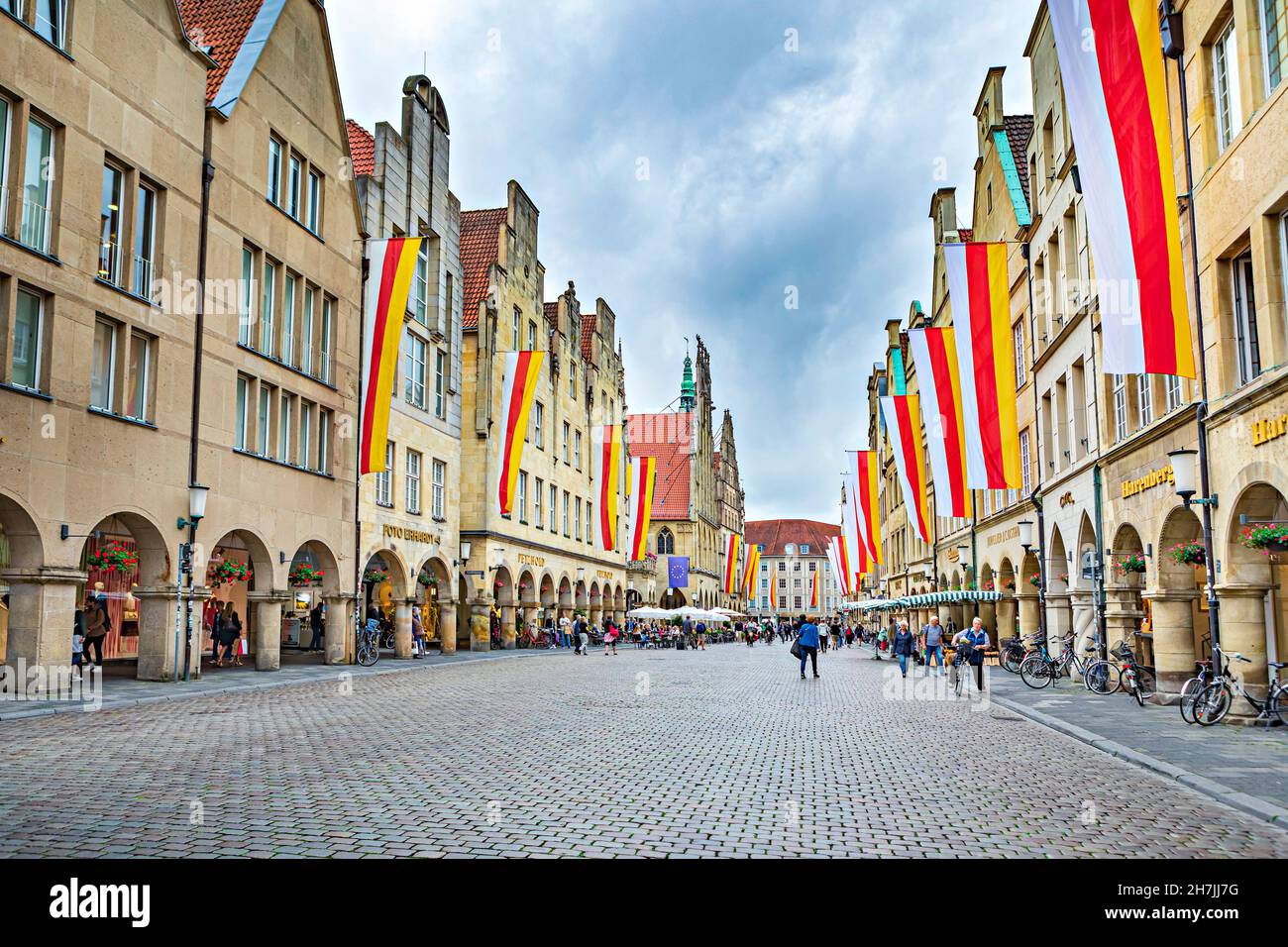 Prinzipalmarkt a Munster, Renania settentrionale-Vestfalia, Germania Foto Stock