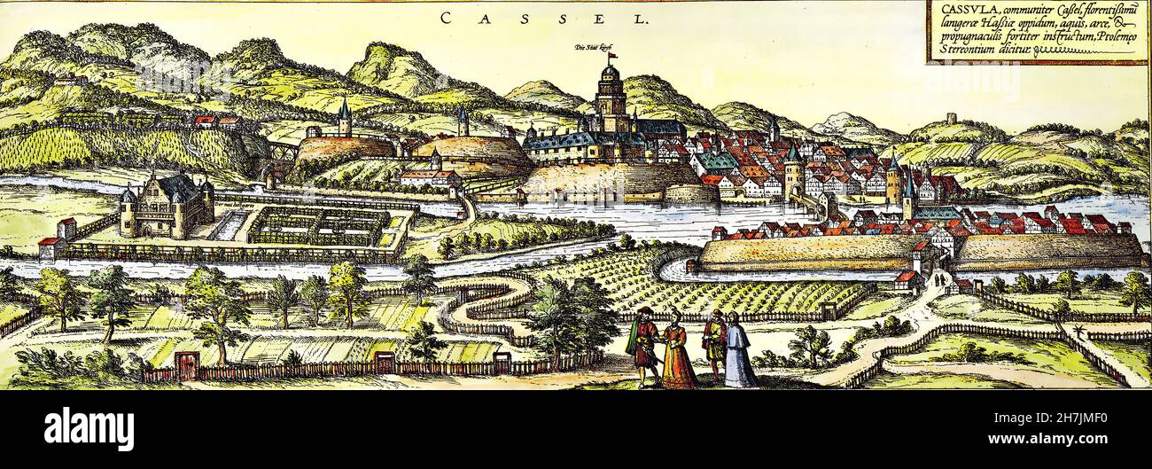 Christoph Bernhard - veduta storica della città tedesca di Kassel di Georg Braun e Franz Hogenberg (c.1572-1618) Foto Stock