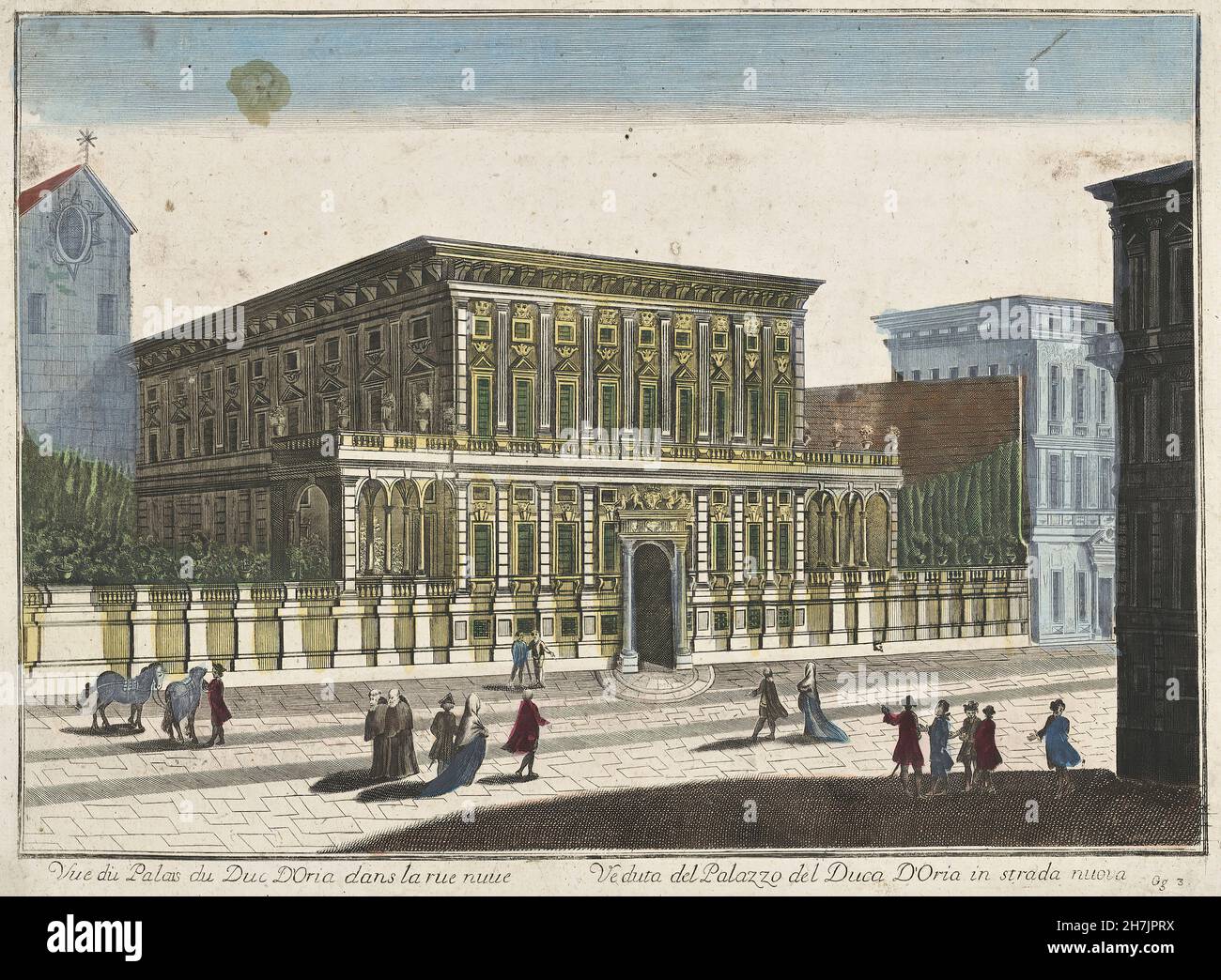 Familie Remondini - gezicht op het Palazzo Doria-Tursi te Genua (c.1700-c.1799) Foto Stock