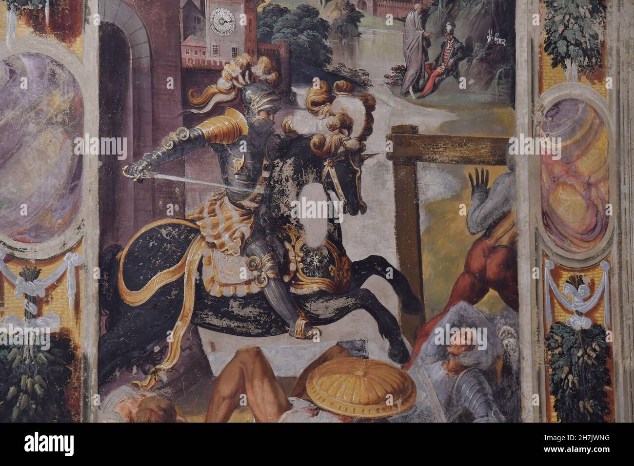 Pinacoteca Nazionale Bologna, Affreschi dell'Orlando Furioso, Italia Foto Stock