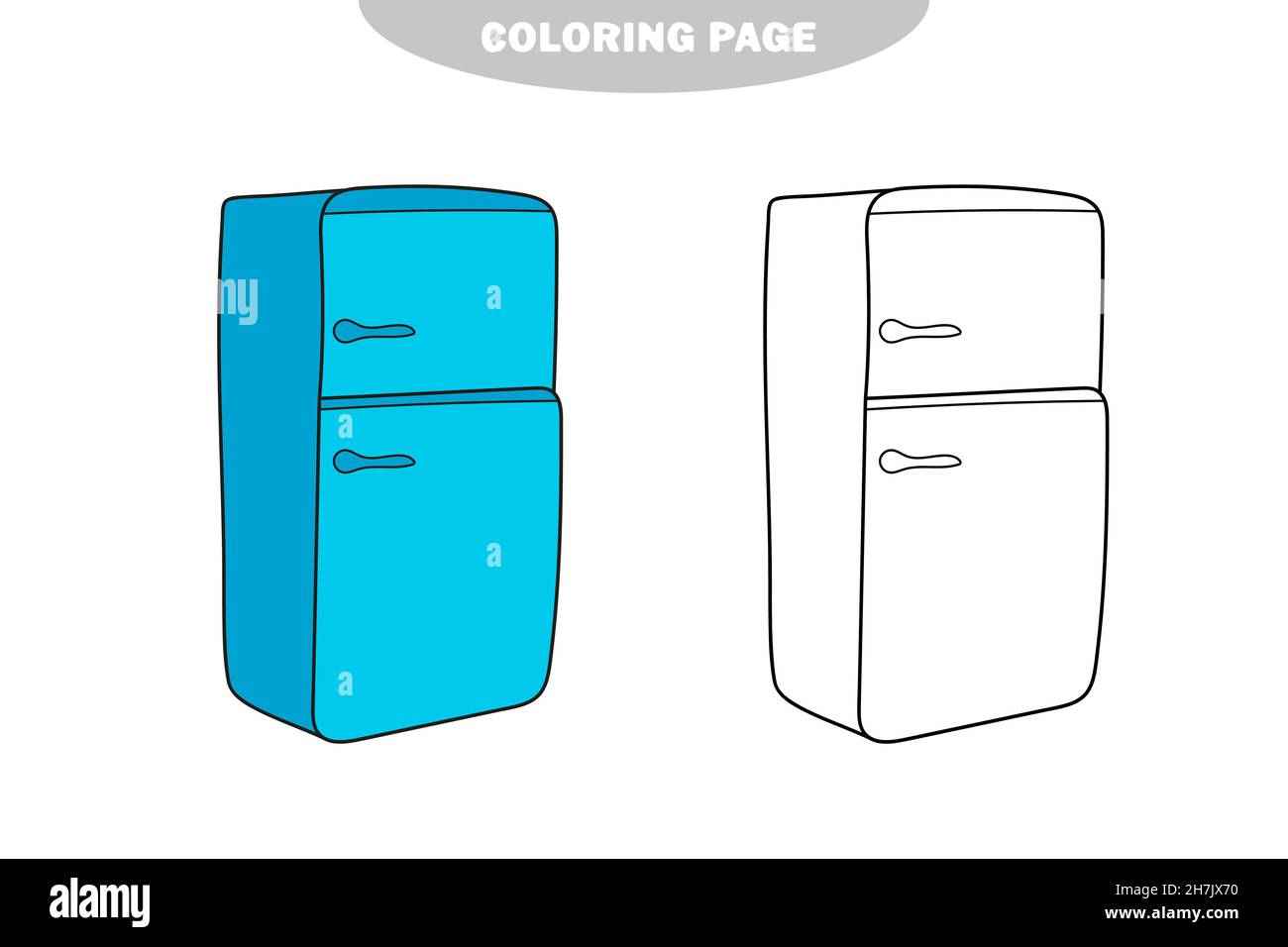 Semplice pagina da colorare. Pagine da colorare per bambini - cucina -  frigorifero. Illustrazione vettoriale. Versione a colori e in bianco e nero  Immagine e Vettoriale - Alamy