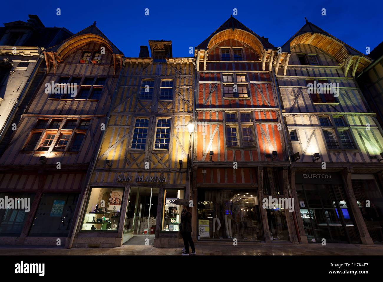 Architettura di Troyes, Aube Dipartimento, Alsazia Champagne-Ardenne Lorena regione, Francia Foto Stock
