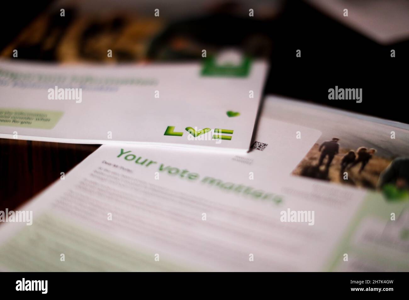 L'assicuratore britannico LV=, noto come Liverpool Victoria, ha inviato una lettera ai membri per il voto sulla proposta di acquisto di 530 milioni di sterline da parte del gruppo di private equity statunitense Bain Capital. Foto Stock