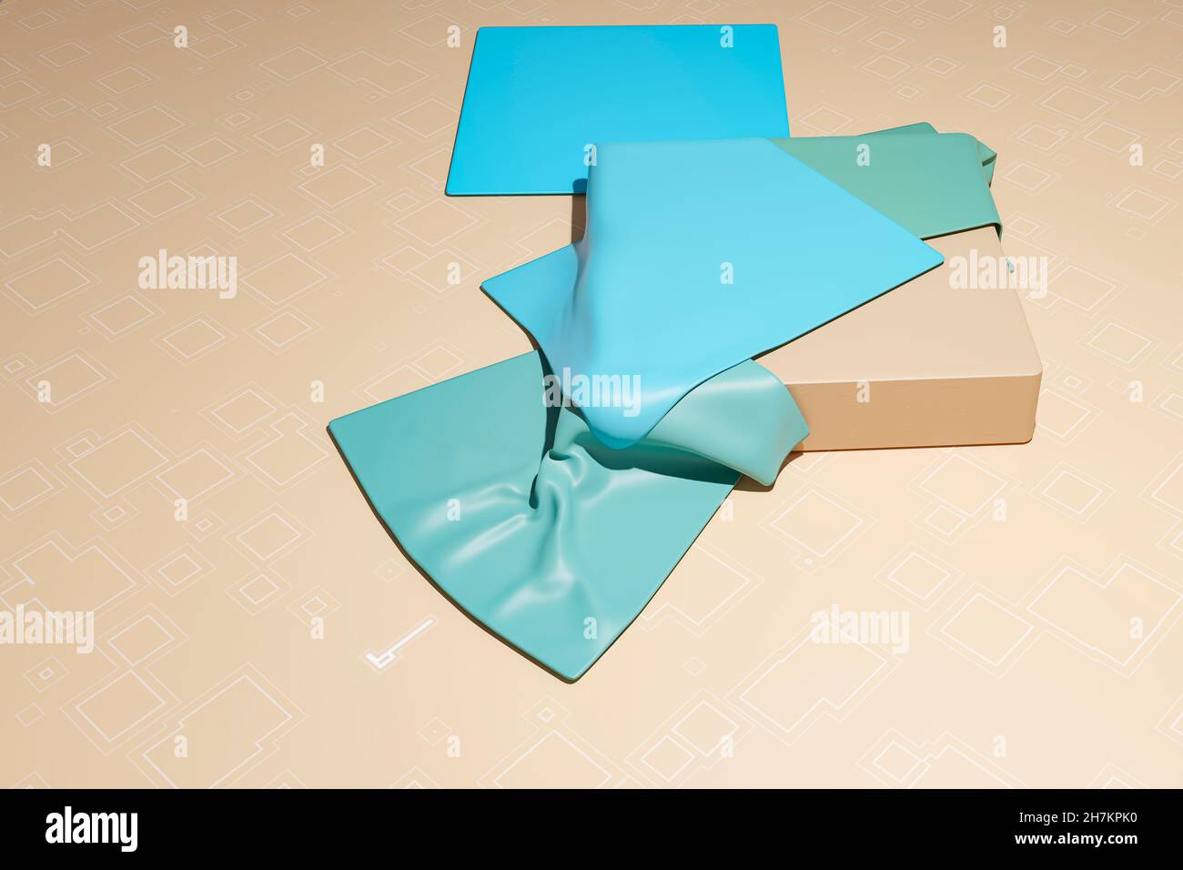 Rendering tridimensionale di maglia in filo manichino vestito a righe Foto Stock