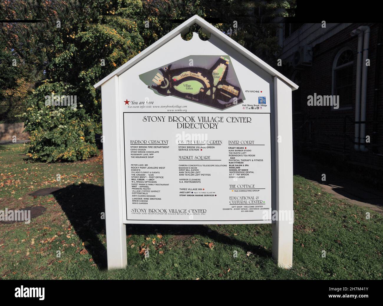 Elenco dei centri commerciali Stony Brook Village Long Island New York Foto Stock