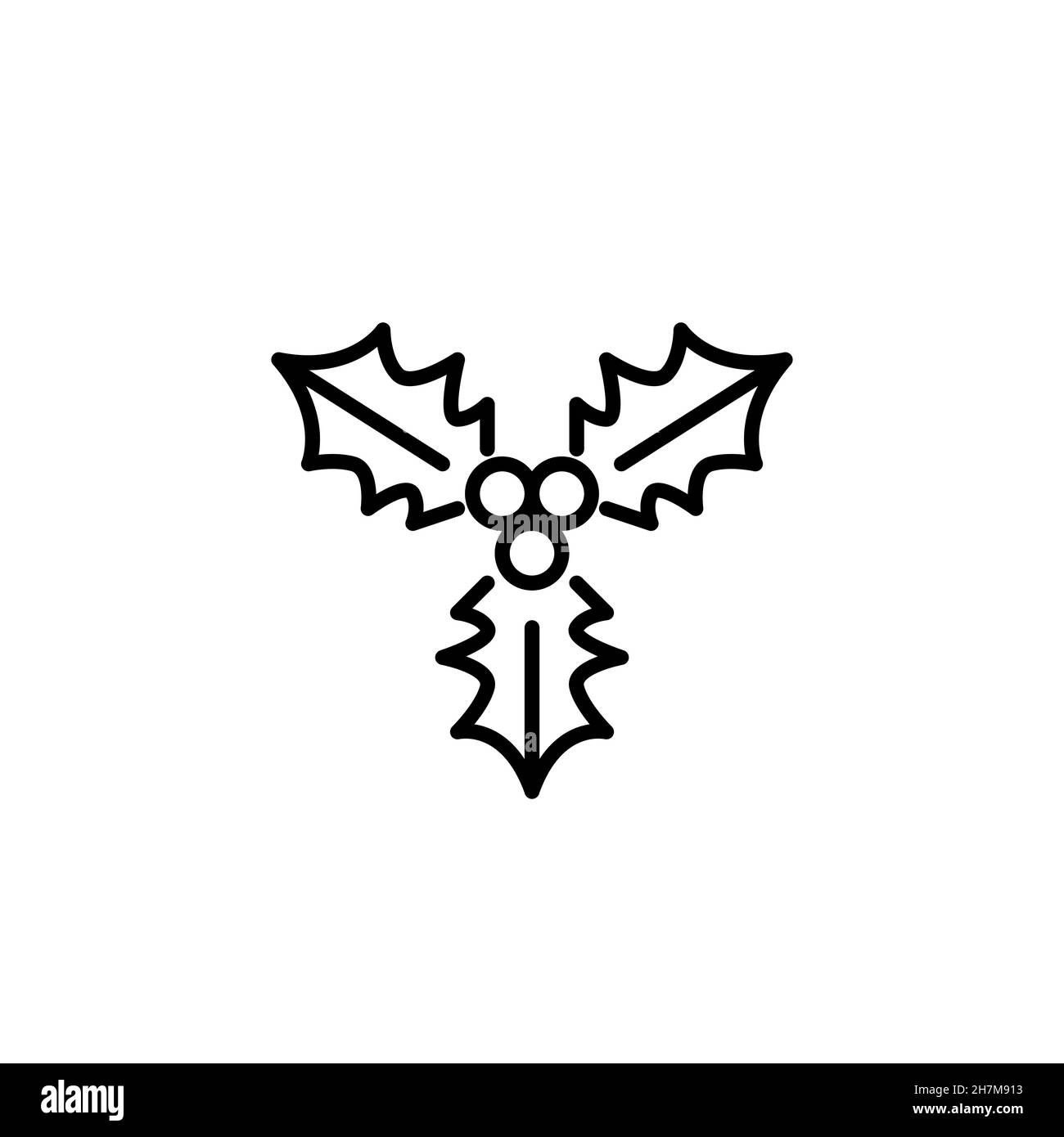 Amante di Natale. Decorazione tradizionale di piante di agrifoglio. Icona tratto modificabile pixel Perfect Illustrazione Vettoriale