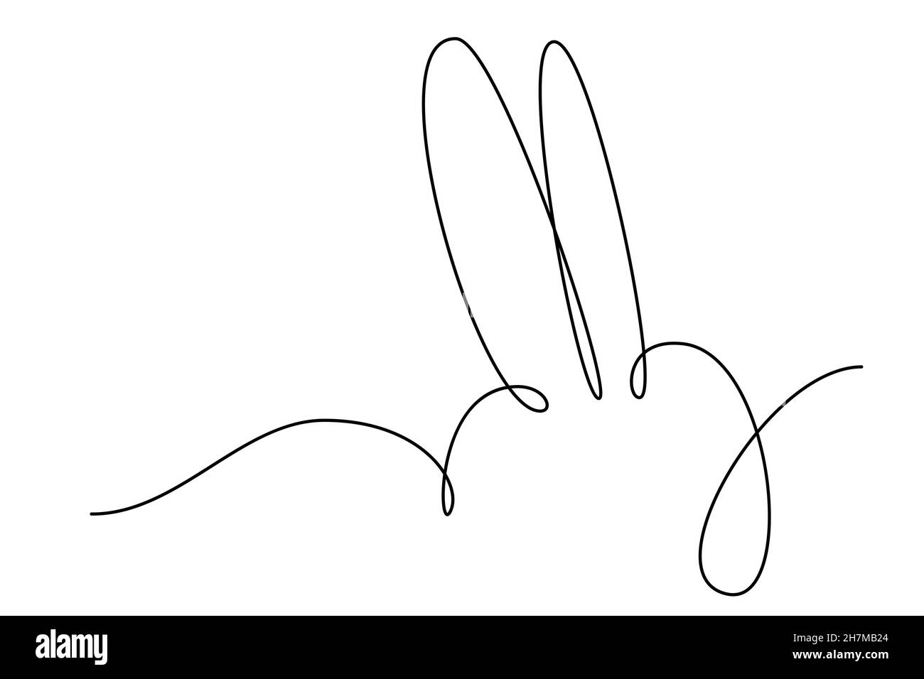 Pasqua coniglietto orecchie continuo una linea di disegno. Immagine semplice coniglio. Illustrazione vettoriale minimalista. Illustrazione Vettoriale